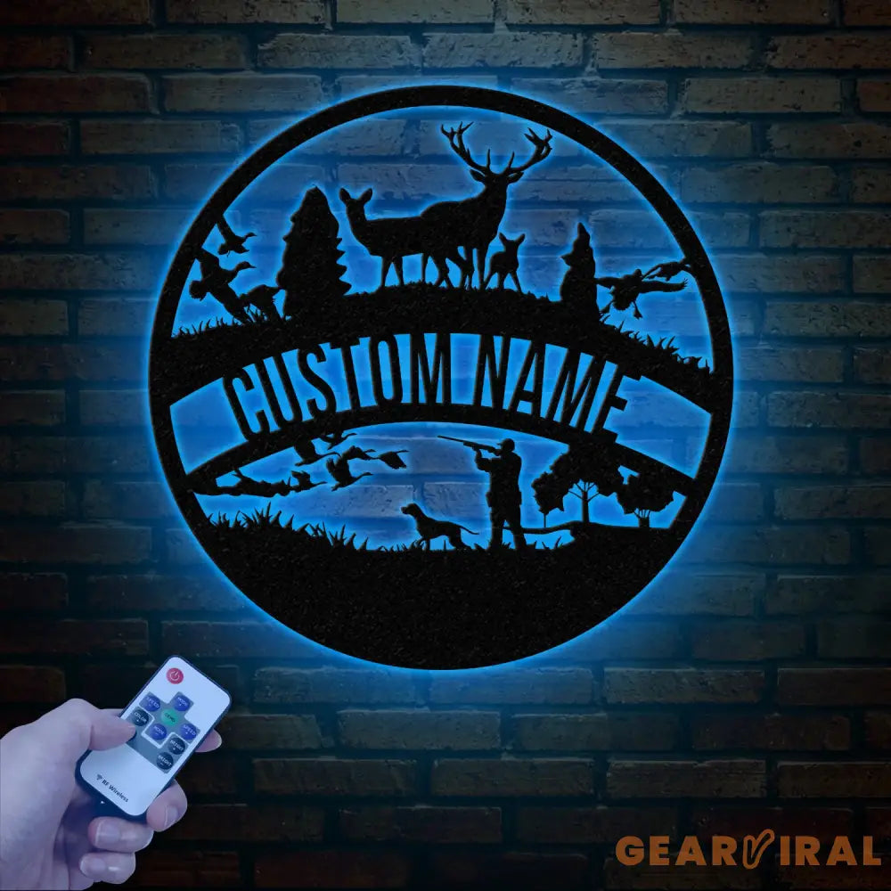 Personalized Duck Hunting Scene Metal Wall Art with LED Light Deer Hunter Sign Nature-Themed Mancave Decor Gift for