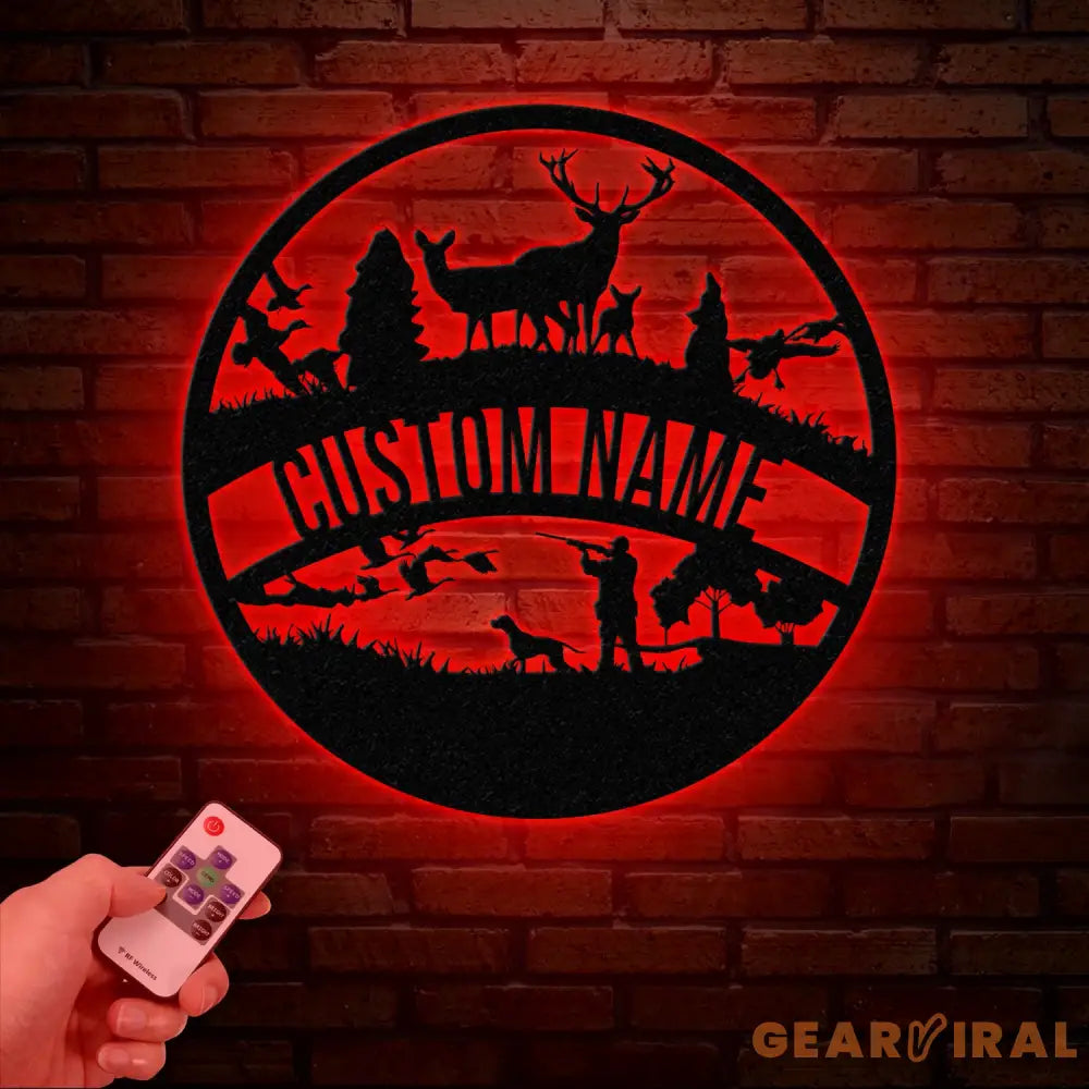 Personalized Duck Hunting Scene Metal Wall Art with LED Light Deer Hunter Sign Nature-Themed Mancave Decor Gift for