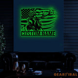 Personalized Elk US Flag Name Sign with Led Light Custom Metal Deer Family Sign Deer Wall Art Decor For Room Hunter