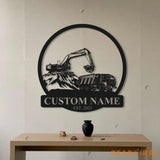 Personalized Excavator Name Sign Custom Excavator Driver Metal Wall Art LED Light Home Decor Construction Decoration