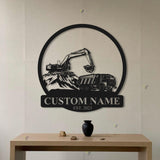Personalized Excavator Name Sign Custom Excavator Driver Metal Wall Art LED Light Home Decor Construction Decoration Birthday Xmas Dad Gift | GearViral