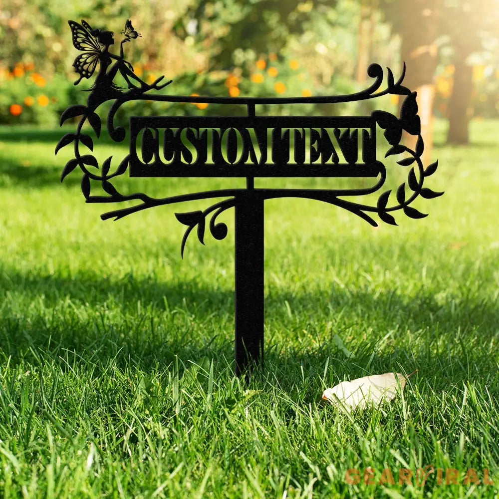 Personalized Fairy Metal Garden Sign,Custom Garden Sign,Fairy Garden Stake,Outdoor Garden Yard Decor,Metal Fairy Garden