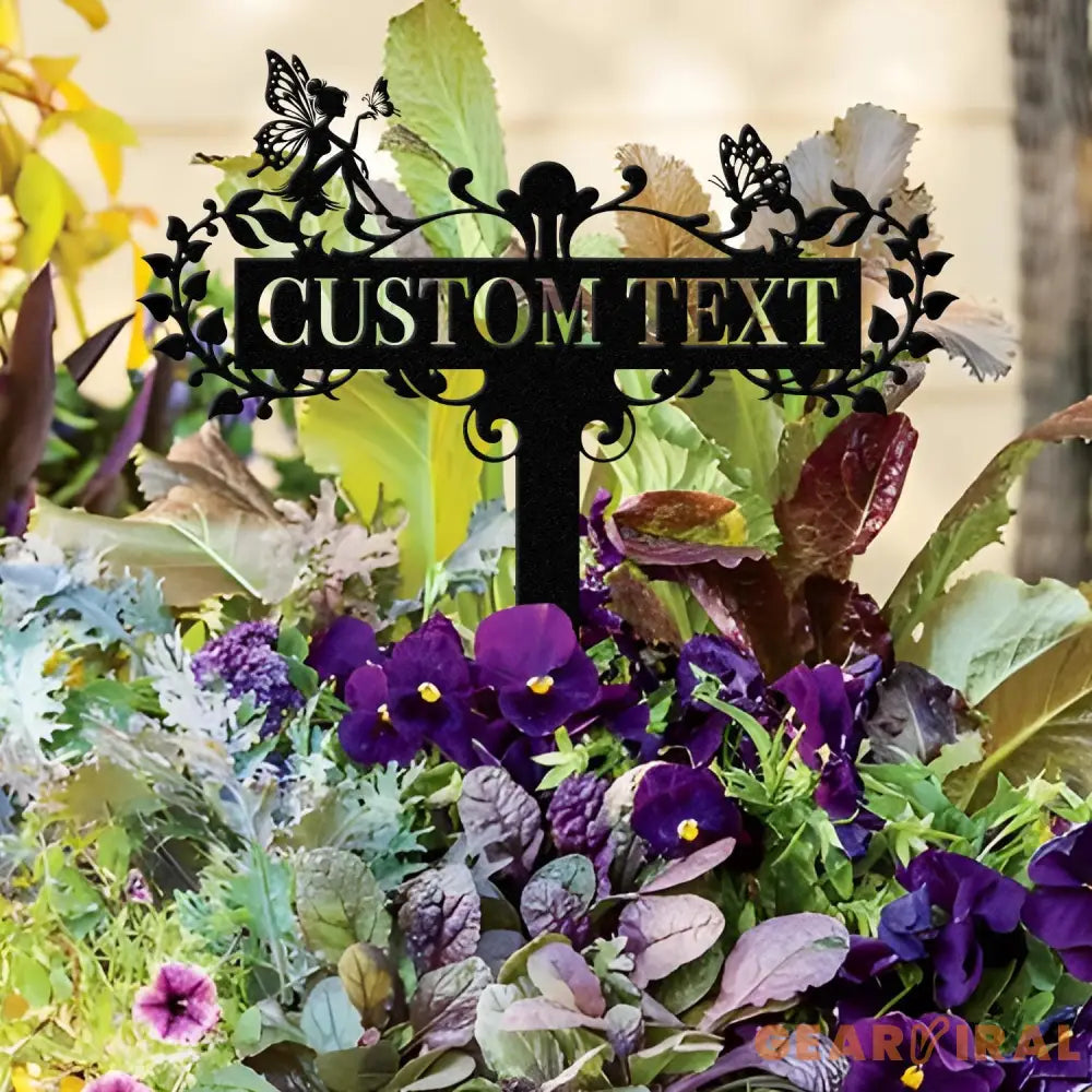 Personalized Fairy Metal Garden Sign,Custom Garden Sign,Fairy Garden Stake,Outdoor Garden Yard Decor,Metal Fairy Garden