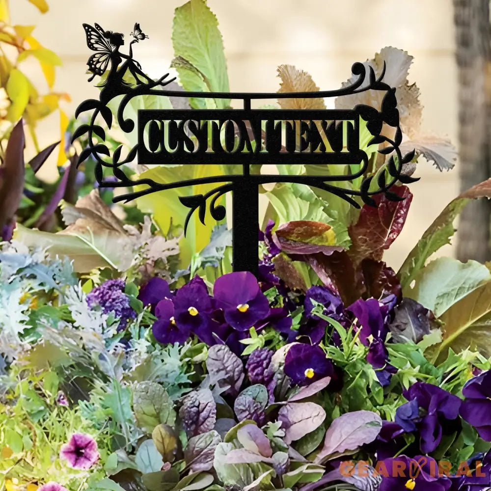 Personalized Fairy Metal Garden Sign,Custom Garden Sign,Fairy Garden Stake,Outdoor Garden Yard Decor,Metal Fairy Garden