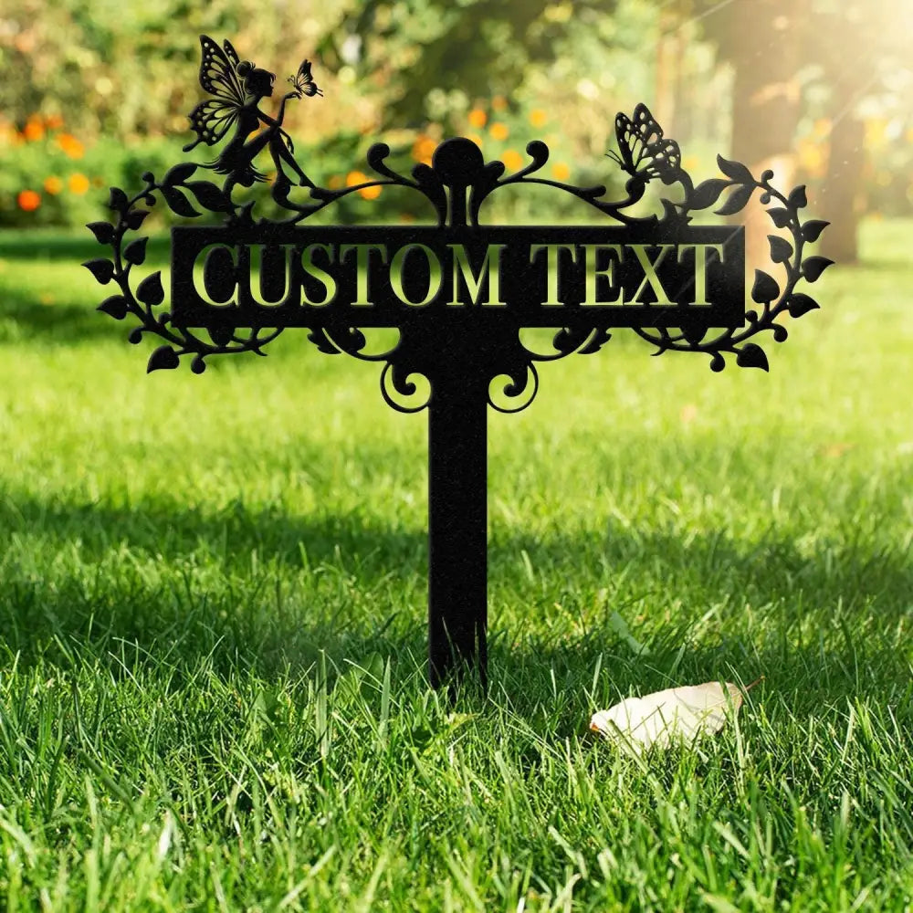 Personalized Fairy Metal Garden Sign,Custom Garden Sign,Fairy Garden Stake,Outdoor Garden Yard Decor,Metal Fairy Garden