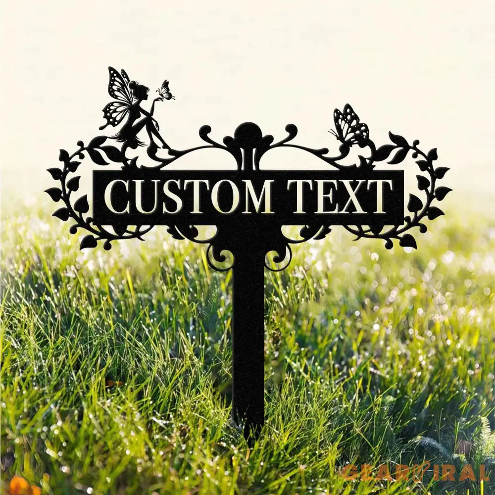 Personalized Fairy Metal Garden Sign,Custom Garden Sign,Fairy Garden Stake,Outdoor Garden Yard Decor,Metal Fairy Garden