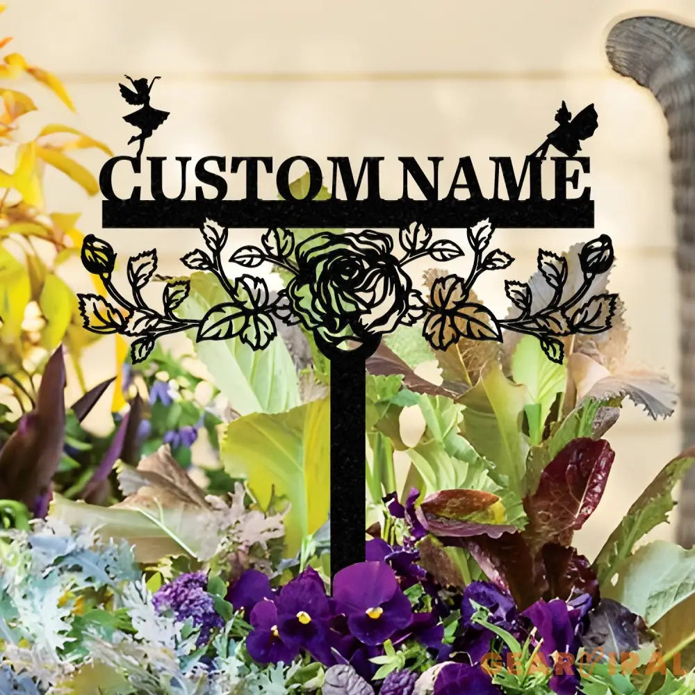 Personalized Fairy Metal Garden Sign Custom Garden Sign Fairy Garden Stake Porch Decor Metal Fairy Garden Art Gardener