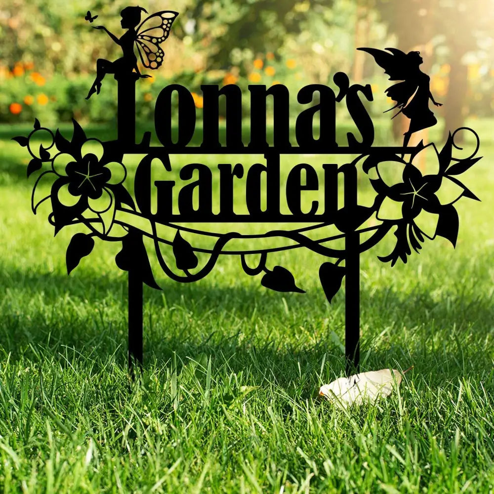 Personalized Fairy Metal Garden Sign Custom Garden Sign Fairy Garden Stake Porch Decor Metal Fairy Garden Art Gardener
