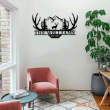 Personalized Family Name Hunting Metal Sign | Housewarming Gift - Last Name Initial Hanging - Personalize Hunting Metal