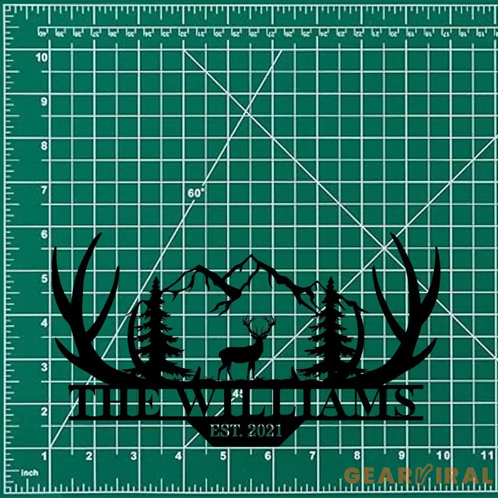 Personalized Family Name Hunting Metal Sign | Housewarming Gift - Last Name Initial Hanging - Personalize Hunting Metal