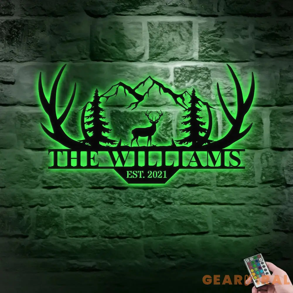 Personalized Family Name Hunting Metal Sign | Housewarming Gift - Last Name Initial Hanging - Personalize Hunting Metal