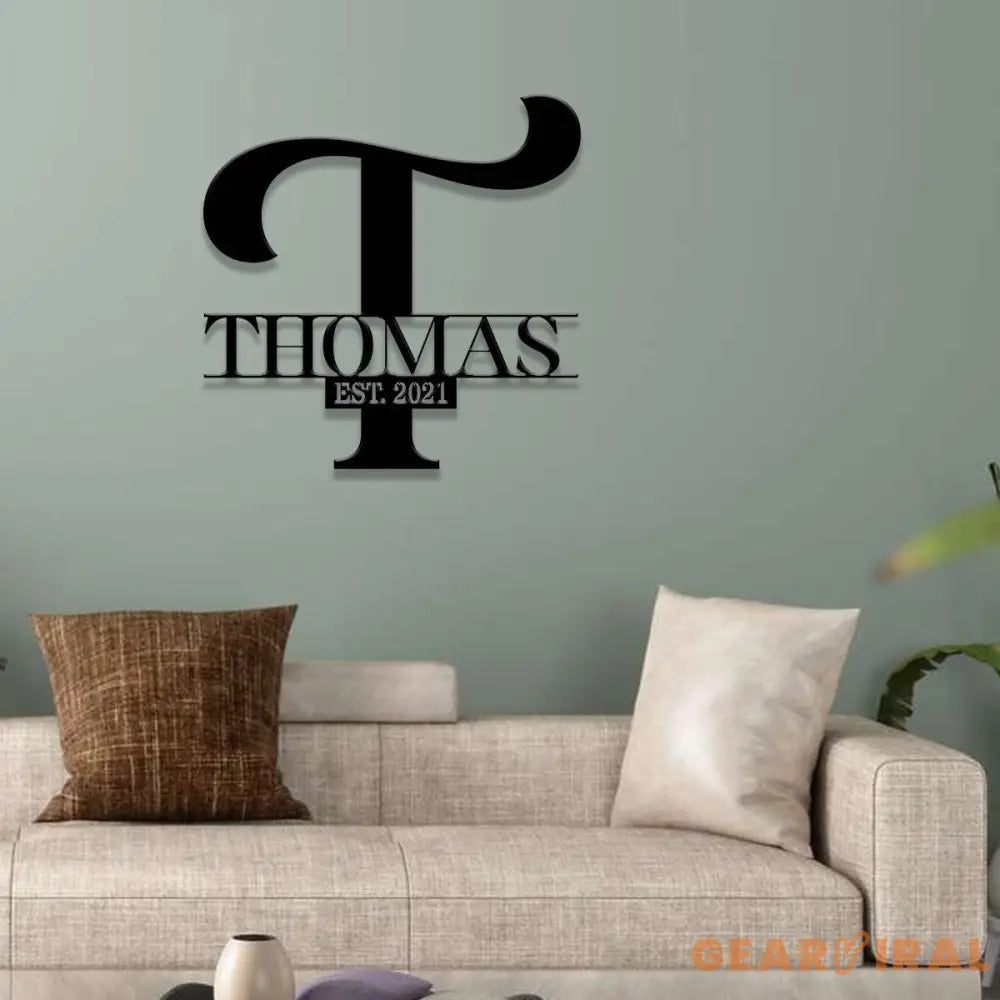Personalized Family Name Metal Art Name Sign Closing Gift Metal Monogram Housewarming Wedding Monogram Anniversary