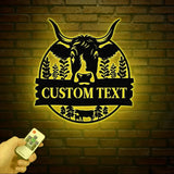 Personalized Family Name Metal Cow Farm Sign with Led Lights Custom Farmer Sign Farmhouse Decor Farm Animals Sign Cow