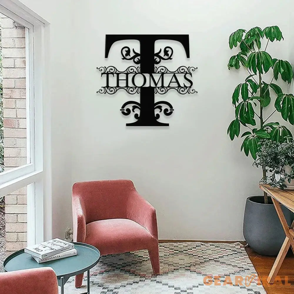 Personalized Family Name Metal Sign - Custom Monogram Last Name Wall Hanging - Initial Monogram Metal Decor - Monogram