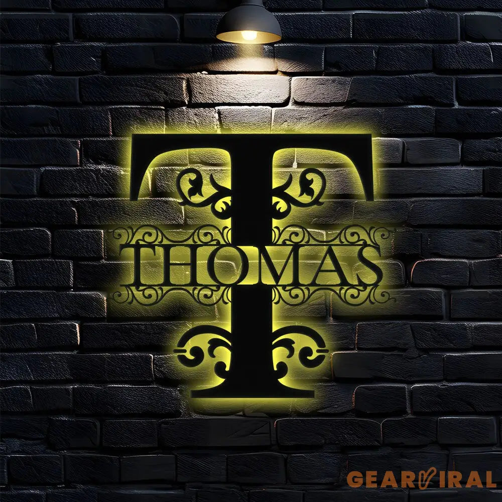 Personalized Family Name Metal Sign - Custom Monogram Last Name Wall Hanging - Initial Monogram Metal Decor - Monogram