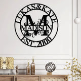 Personalized Family Name Monogram Metal Sign Custom Last Name Wall Hanging Personalized Wall Art Housewarming Family