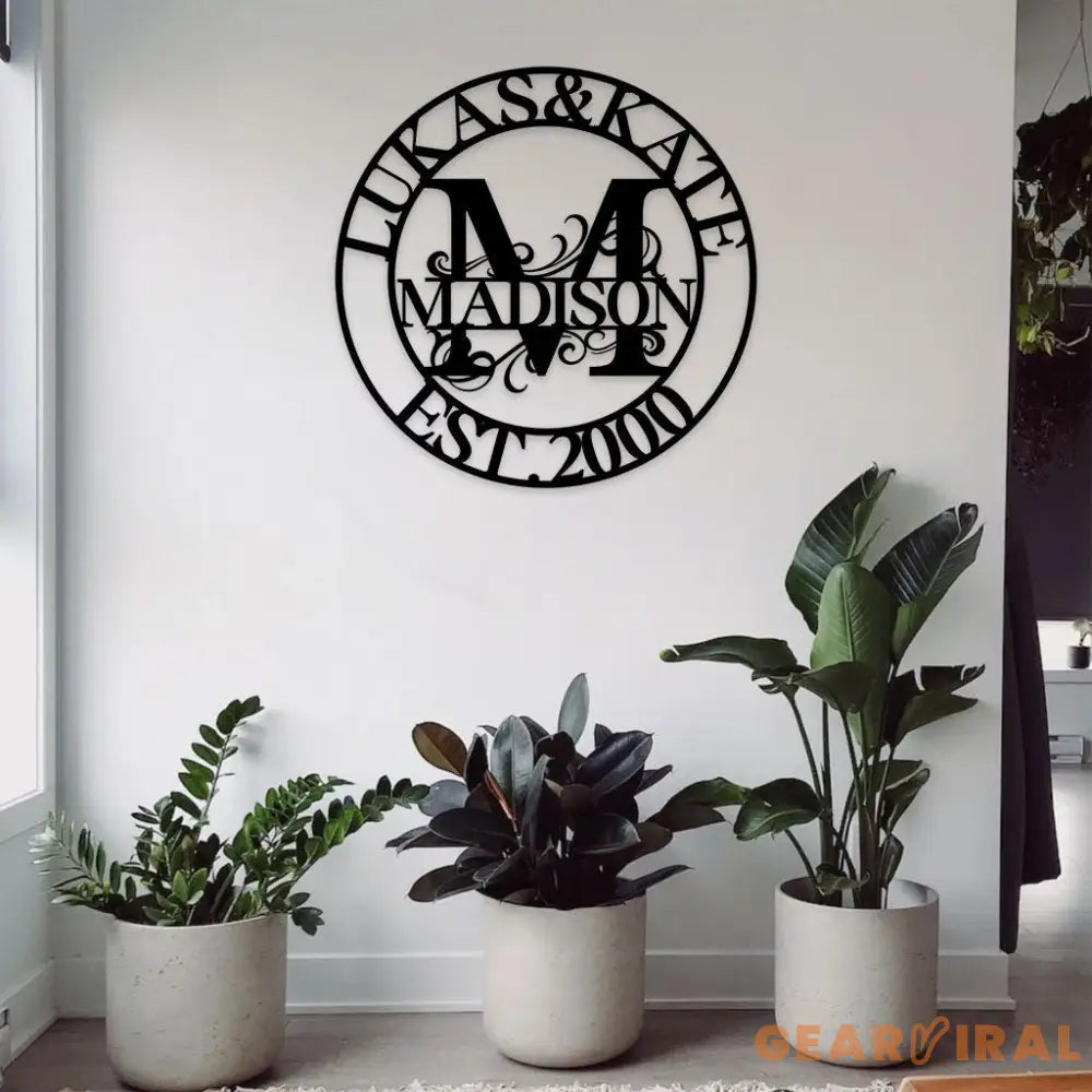 Personalized Family Name Monogram Metal Sign Custom Last Name Wall Hanging Personalized Wall Art Housewarming Family