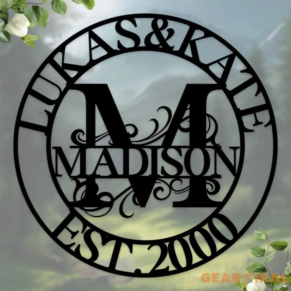 Personalized Family Name Monogram Metal Sign Custom Last Name Wall Hanging Personalized Wall Art Housewarming Family