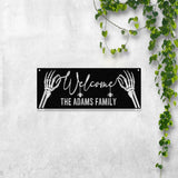Personalized Family Name Skeleton Halloween Metal Wall Art Led Light, Custom Halloween Sign, Halloween Party Decor, Custom Welcome Sign