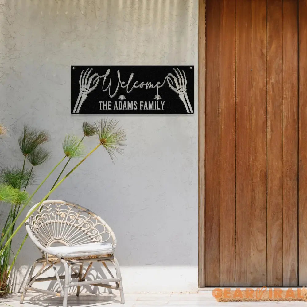 Personalized Family Name Skeleton Halloween Metal Wall Art Led Light Custom Halloween Sign Halloween Party Decor Custom