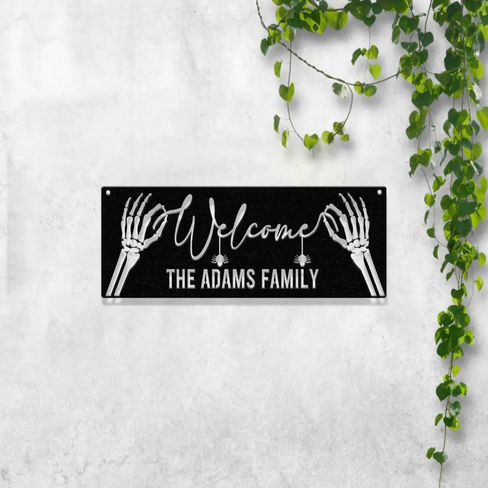 Personalized Family Name Skeleton Halloween Metal Wall Art Led Light Custom Halloween Sign Halloween Party Decor Custom