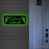 Personalized Family Name Skeleton Halloween Metal Wall Art Led Light Custom Halloween Sign Halloween Party Decor Custom