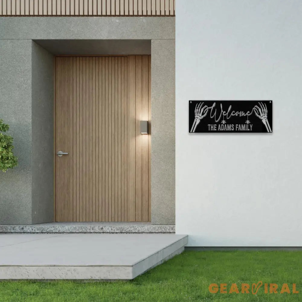 Personalized Family Name Skeleton Halloween Metal Wall Art Led Light Custom Halloween Sign Halloween Party Decor Custom