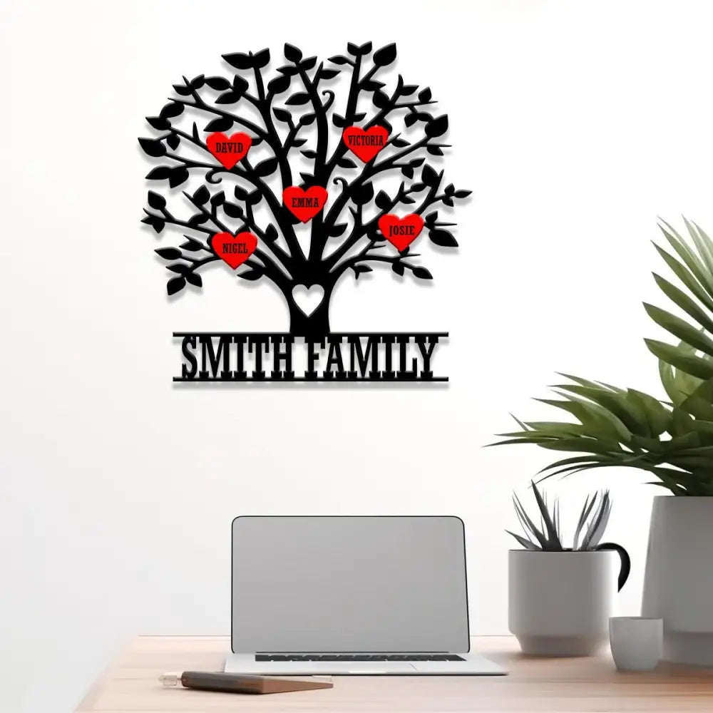 Personalized Family Tree Metal Sign Custom Family Name Metal Wall Art Living Room Decorations Family Name Sign