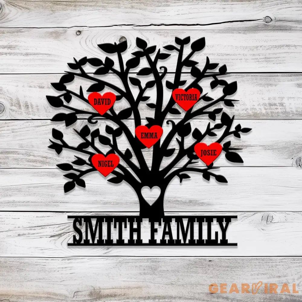 Personalized Family Tree Metal Sign Custom Family Name Metal Wall Art Living Room Decorations Family Name Sign