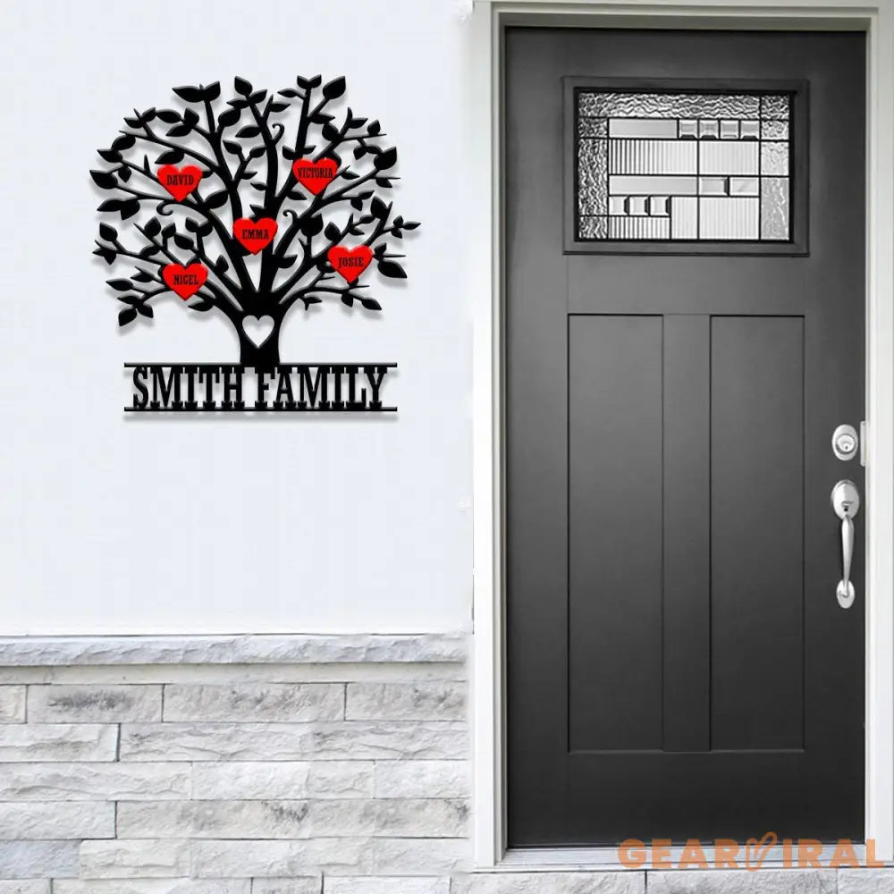 Personalized Family Tree Metal Sign Custom Family Name Metal Wall Art Living Room Decorations Family Name Sign