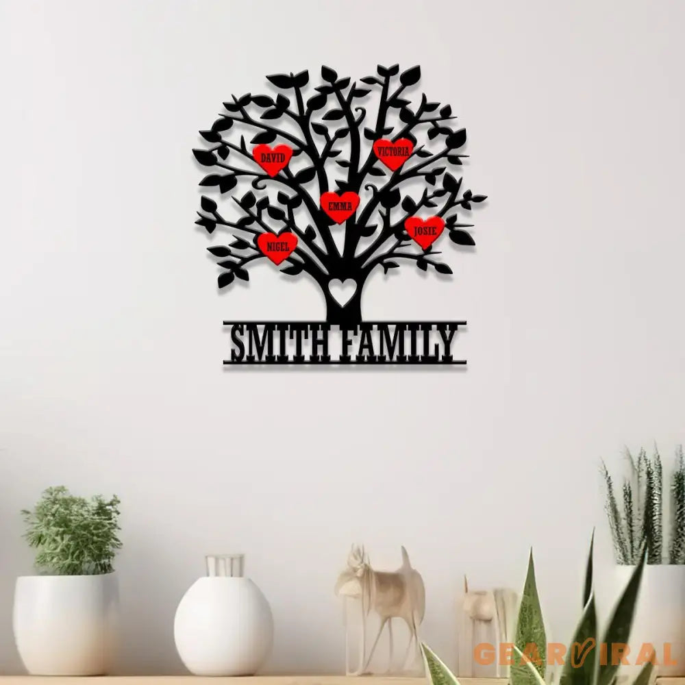 Personalized Family Tree Metal Sign Custom Family Name Metal Wall Art Living Room Decorations Family Name Sign