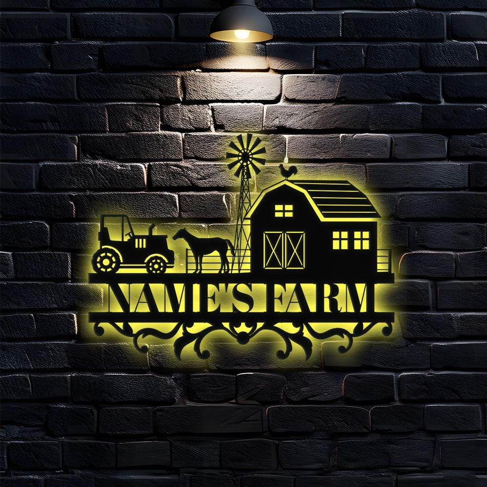 Personalized Farm Life Metal Sign - Wall Art Decor - Personalize Farm Home Sign - Metal Farm Family Name - Farm Decor, Housewarming