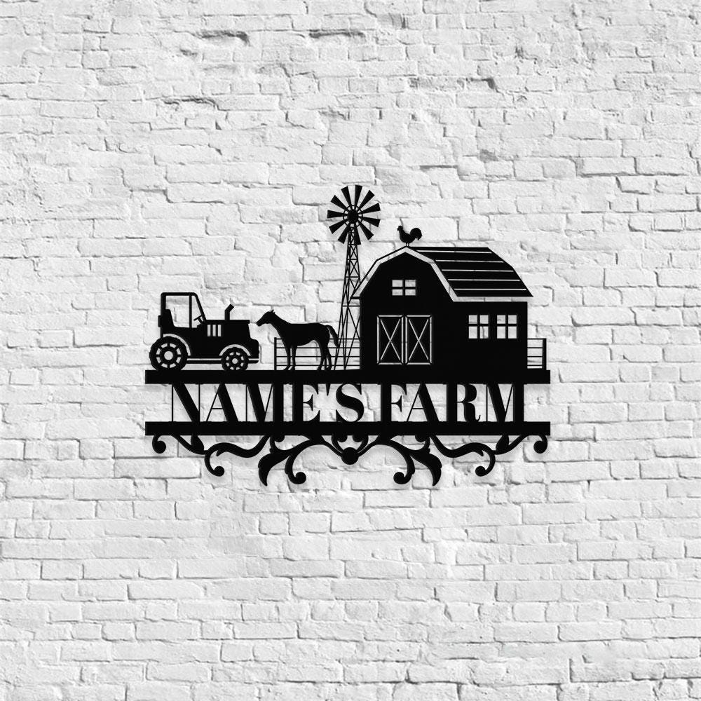 Personalized Farm Life Metal Sign - Wall Art Decor - Personalize Farm Home Sign - Metal Farm Family Name - Farm Decor, Housewarming
