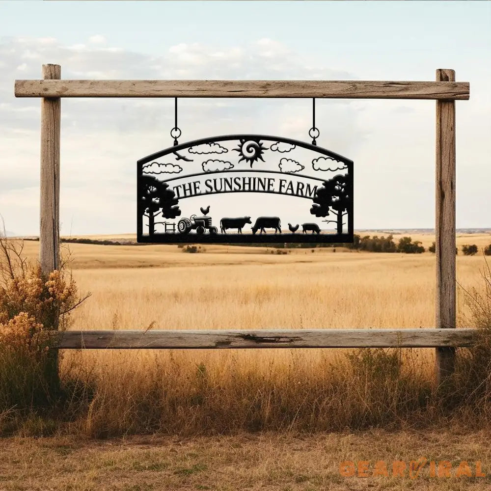 Personalized Farm Metal Sign - Custom Farm Name Sign with Tractor and Animal Design Rustic Barn Decor Outdoor Hanging