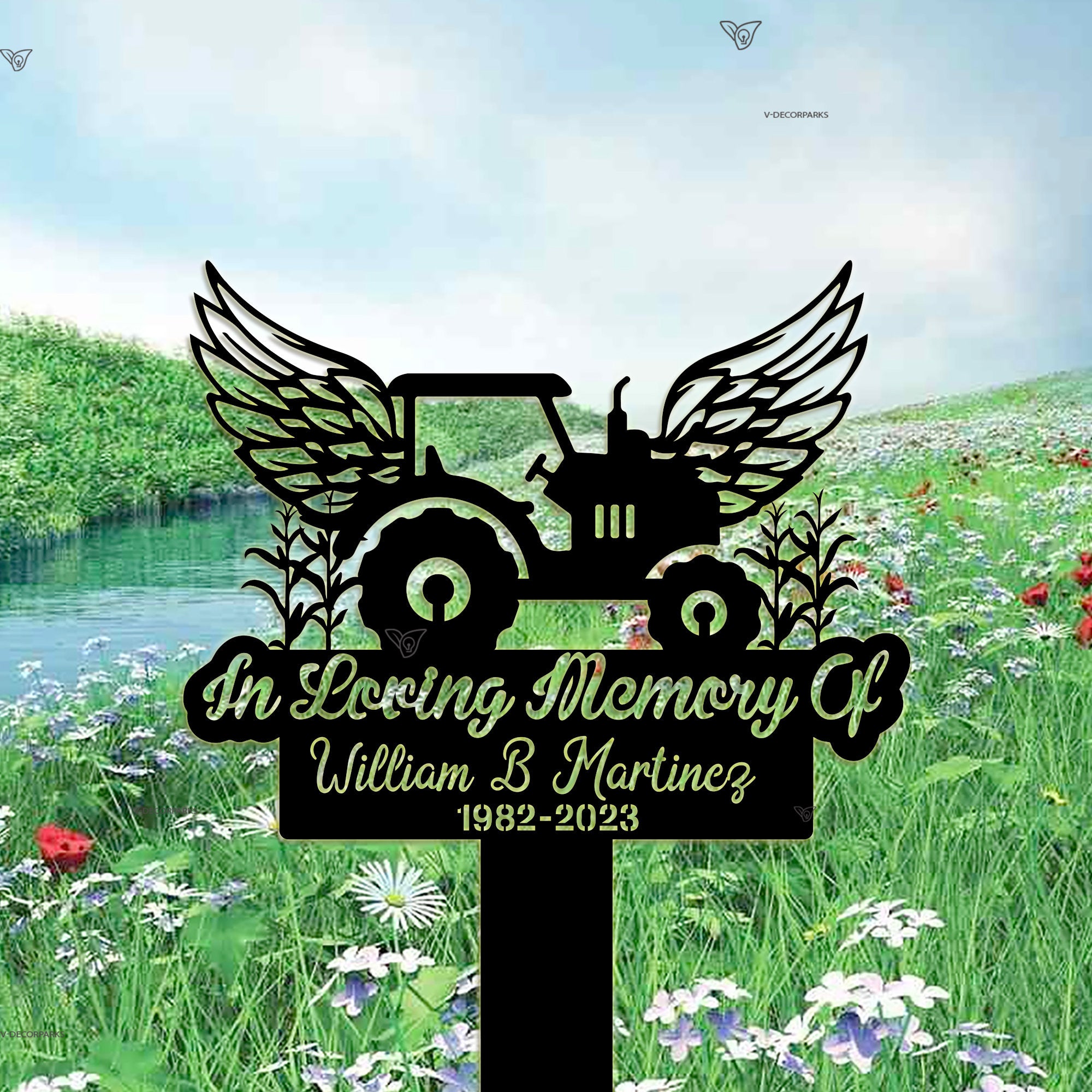Personalized Farmer Memorial Cross - Tractor Garden Stake Metal Yard Art - Grave Marker Cemetery Decor - Farmer Dad Memorial Gift | GearViral