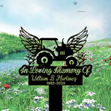 Personalized Farmer Memorial Cross - Tractor Garden Stake Metal Yard Art - Grave Marker Cemetery Decor - Farmer Dad Memorial Gift | GearViral