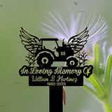 Personalized Farmer Memorial Cross - Tractor Garden Stake Metal Yard Art - Grave Marker Cemetery Decor - Farmer Dad Memorial Gift | GearViral