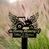 Personalized Farmer Memorial Cross - Tractor Garden Stake Metal Yard Art - Grave Marker Cemetery Decor - Farmer Dad Memorial Gift | GearViral