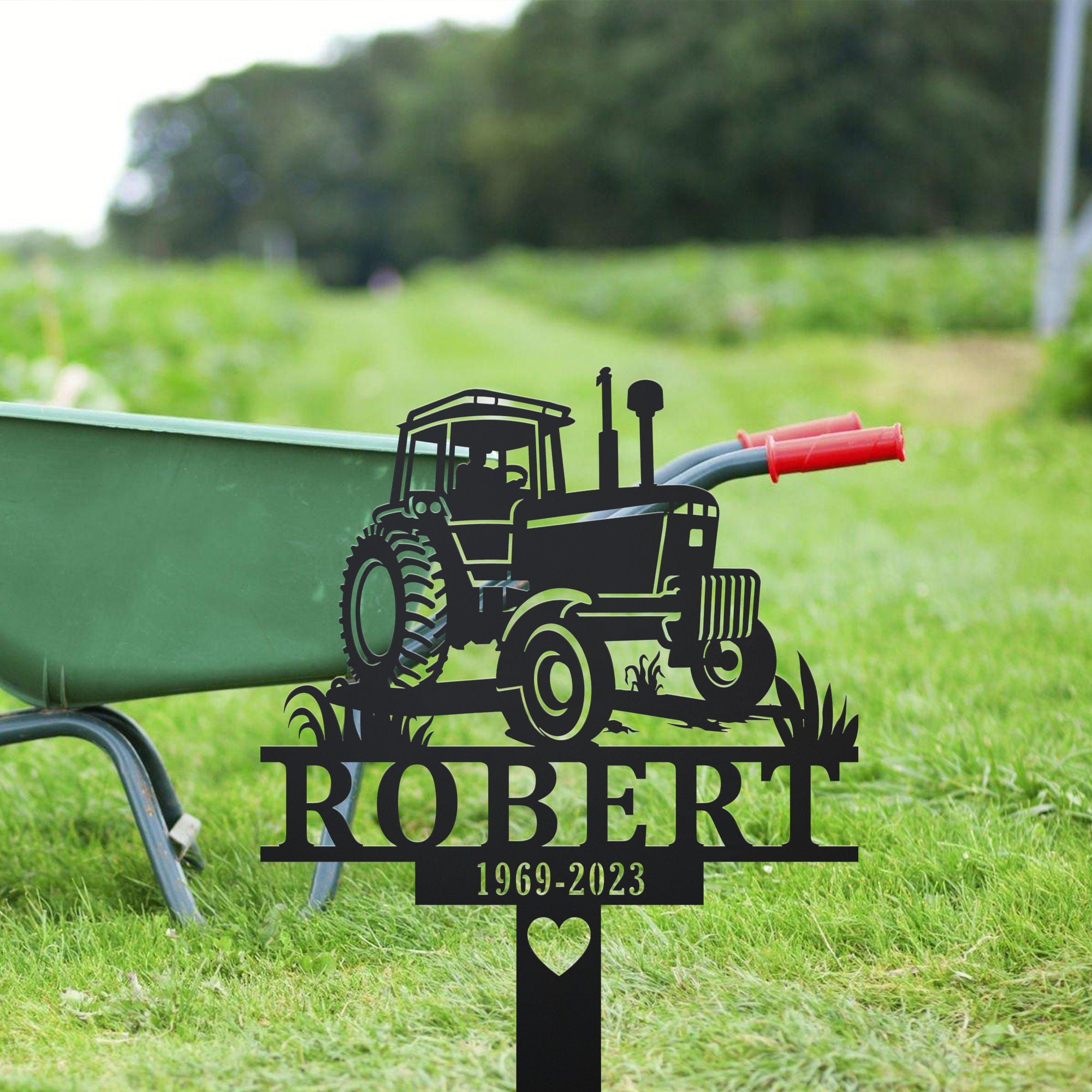 Personalized Farmer Memorial Stake - Metal Stake With Solar Light - Farming Heaven's Fields - Mom Loss | GearViral