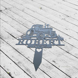 Personalized Farmer Memorial Stake - Metal Stake With Solar Light - Farming Heaven's Fields - Mom Loss | GearViral