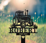 Personalized Farmer Memorial Stake - Metal Stake With Solar Light - Farming Heaven's Fields - Mom Loss | GearViral