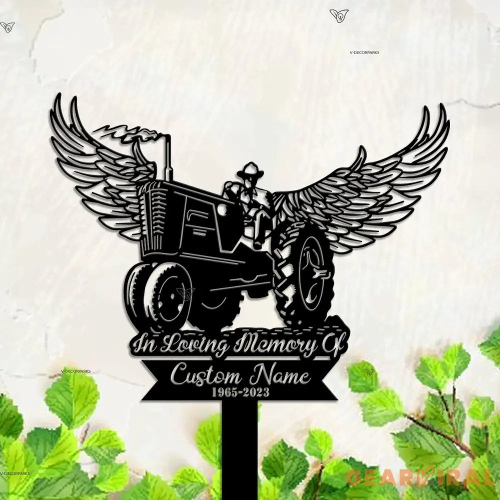 Personalized Farmer on tractor Memorial Stake - Tractor Memorial - Farmer Loss - Metal Stake | GearViral