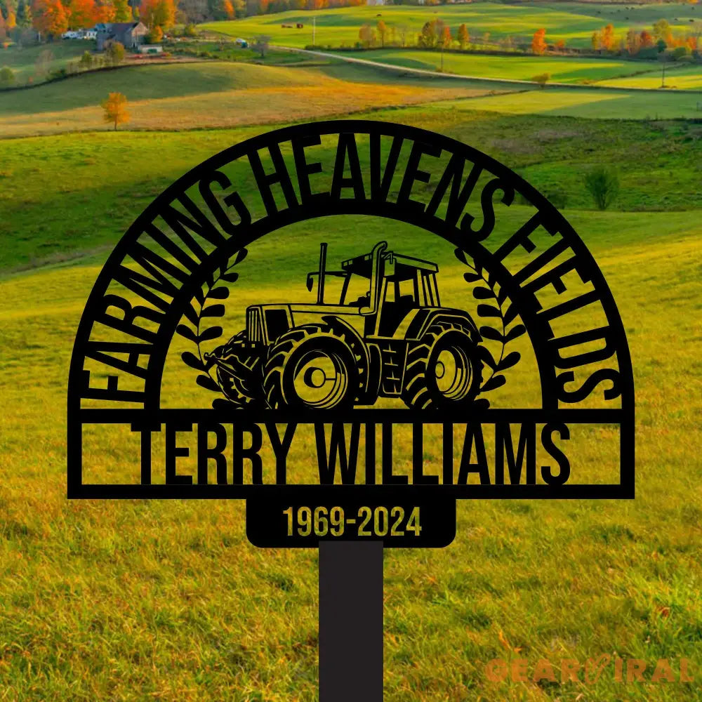 Personalized Farmer Tractor Stake - Farmer Gifts - Farm Garden Metal Yard Art - Farm Garden Decoration | GearViral