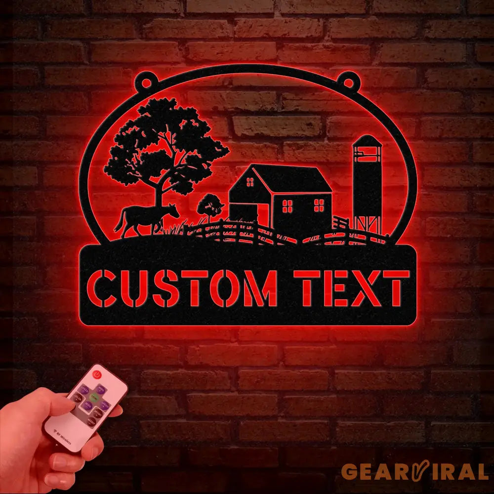 Personalized Farmhouse Metal Sign with Led Lights Custom Metal Farm Wall Art Farm Name sign Metal Barn Sign Farmer Gift