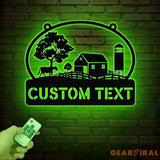 Personalized Farmhouse Metal Sign with Led Lights Custom Metal Farm Wall Art Farm Name sign Metal Barn Sign Farmer Gift