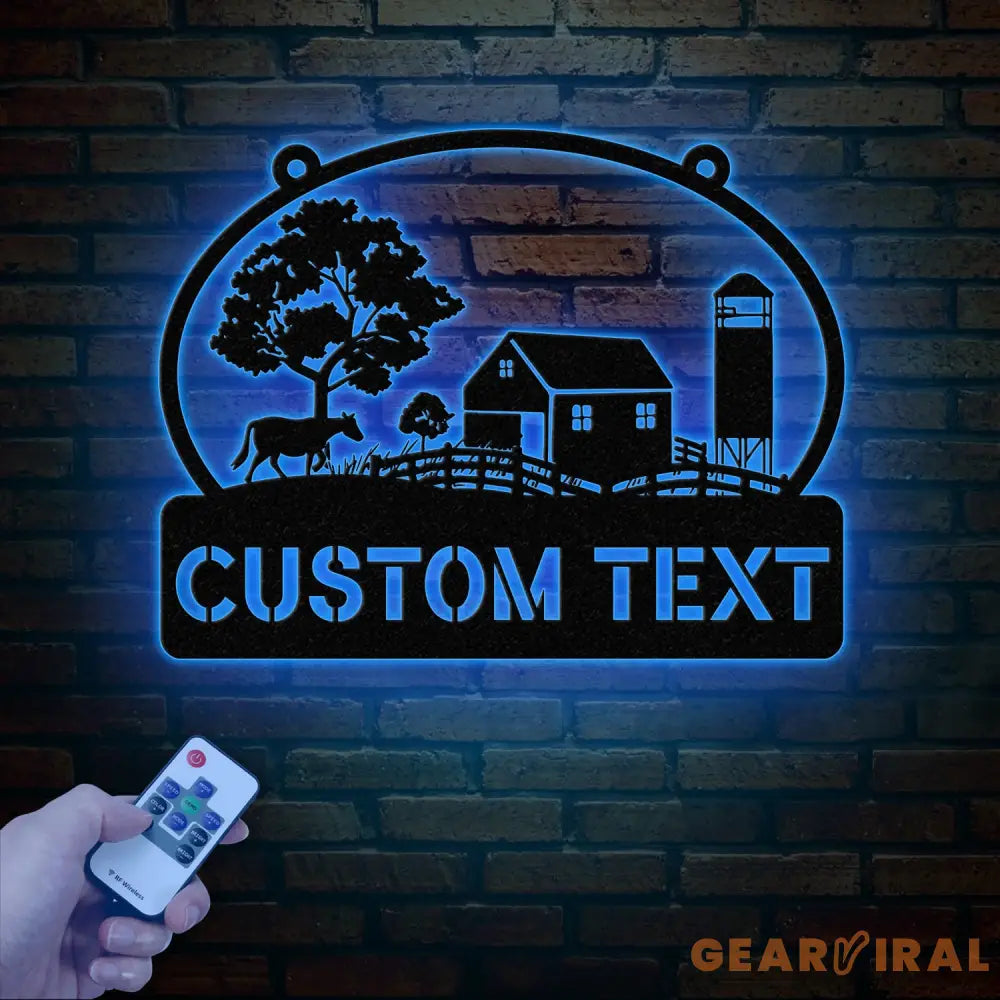 Personalized Farmhouse Metal Sign with Led Lights Custom Metal Farm Wall Art Farm Name sign Metal Barn Sign Farmer Gift