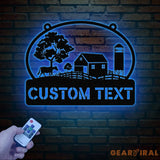 Personalized Farmhouse Metal Sign with Led Lights Custom Metal Farm Wall Art Farm Name sign Metal Barn Sign Farmer Gift