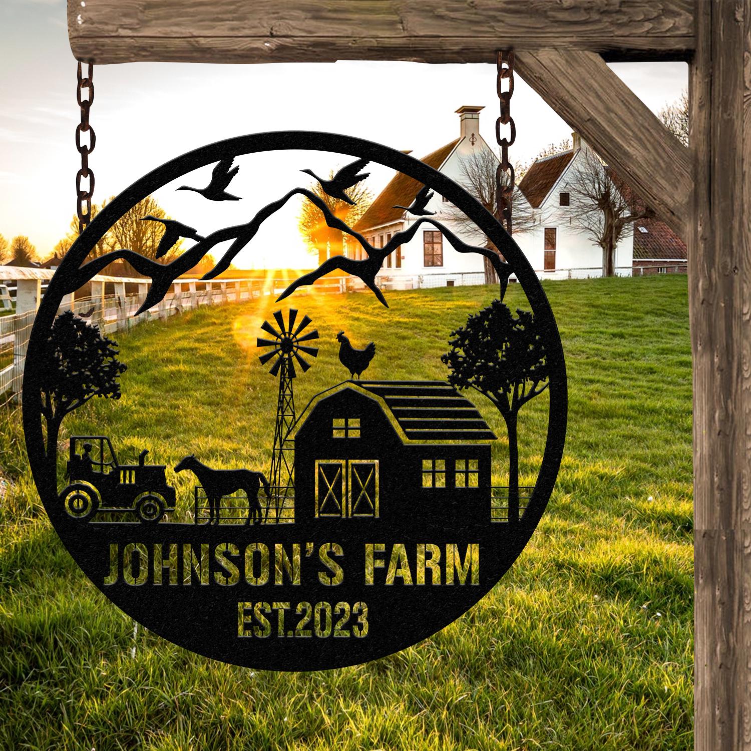 Personalized Farmhouse Sign,Metal Farm Sign,Custom Farm Name Sign,Metal Barn Sign,Ranch metal sign,Farmer Gift,Animal Farm Sign