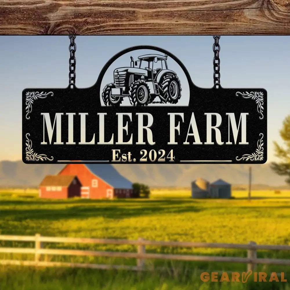Personalized Farmhouse Tractor Metal Sign - Custom Family Name Sign Rustic Farm Decor Established Plaque for Barn