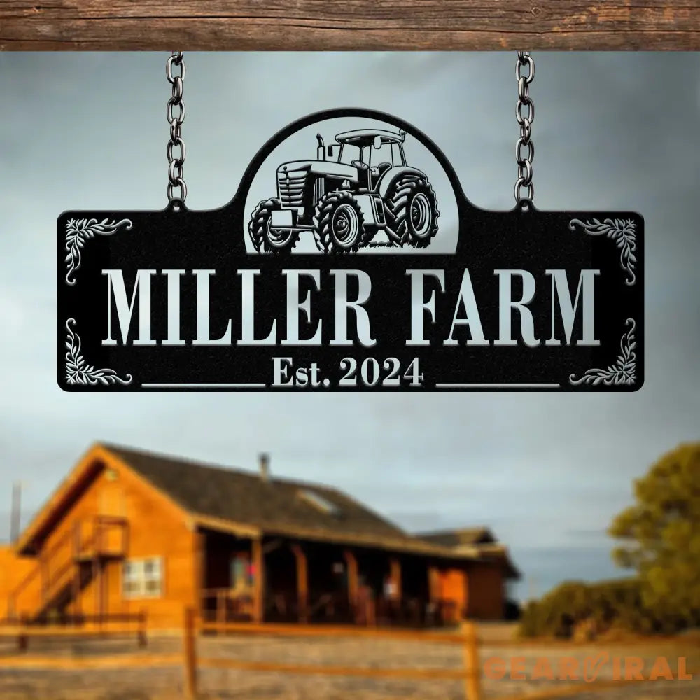 Personalized Farmhouse Tractor Metal Sign - Custom Family Name Sign Rustic Farm Decor Established Plaque for Barn